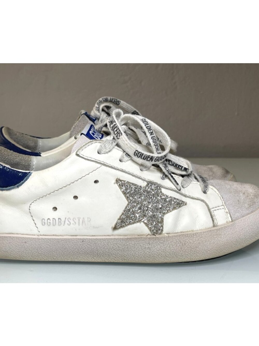 Women’s Golden Goose Superstar Silver Glitter White-Gray Suede Sneakers 39 Italy